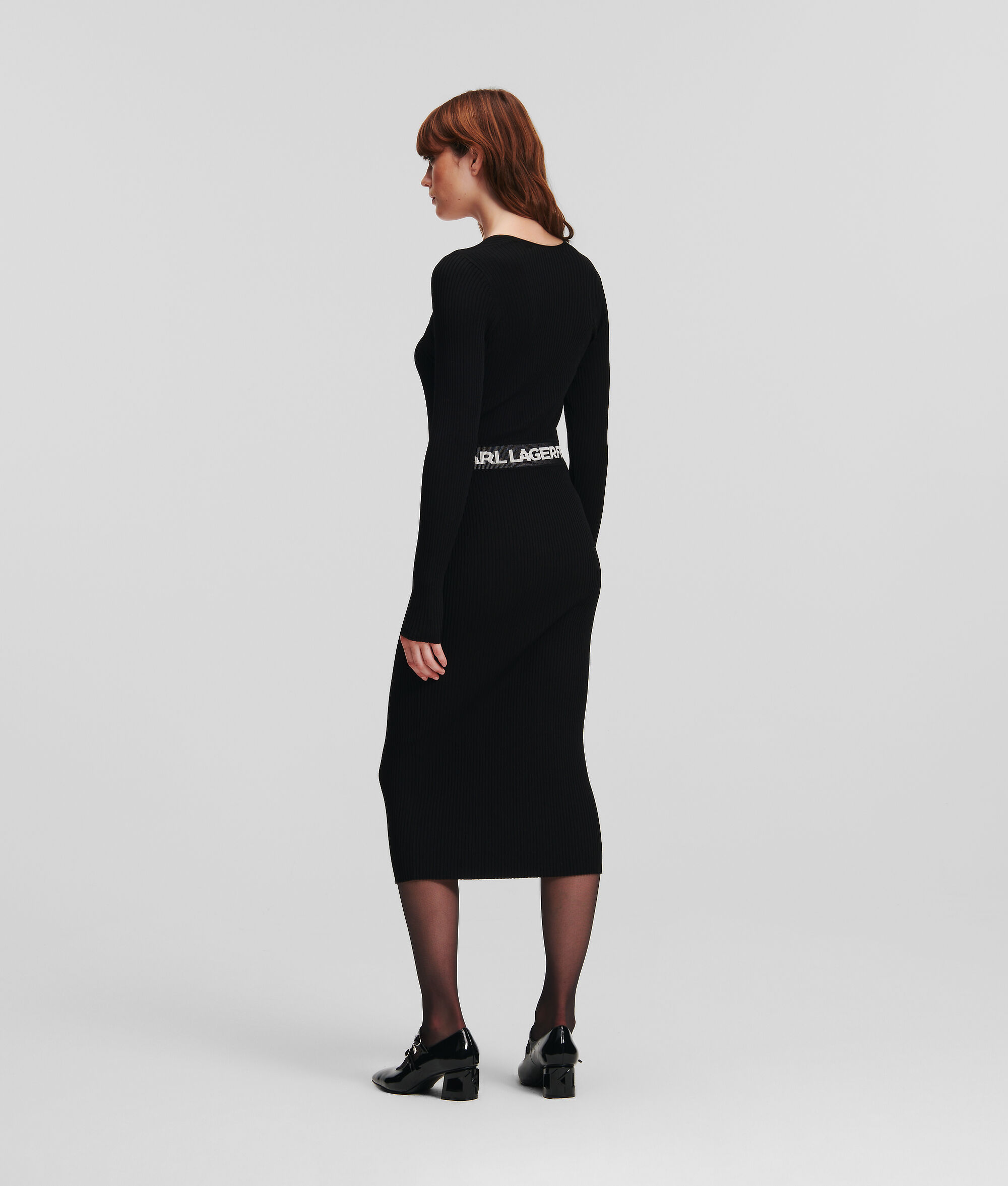 (image for) Luxurious LONG-SLEEVED KARL LOGO KNIT DRESS